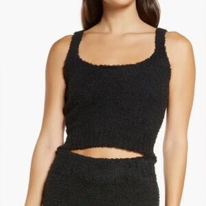 Skims Black Cozy Knit Fuzzy Plush Tank Top Women’s Size L/XL